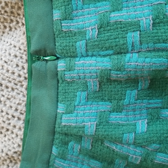 Boden Kelly and Turquoise Basketweave Wool Pencil Skirt sz 2 - Picture 4 of 6